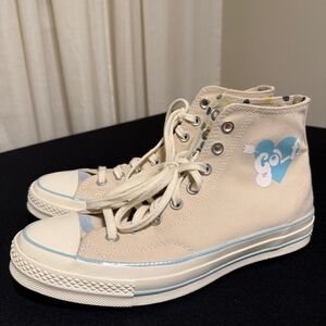 High-Top Canvas Sneakers with Heart Design